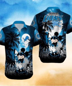 Detroit Lions Mickey Mascot Design Hawaiian Shirt