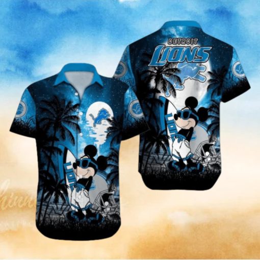 Detroit Lions Mickey Mascot Design Hawaiian Shirt