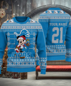 Detroit Lions Mickey Mouse Santa Ugly Christmas Sweater