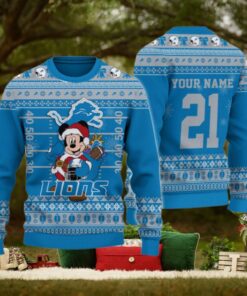Detroit Lions Mickey Mouse Santa Ugly Christmas Sweater