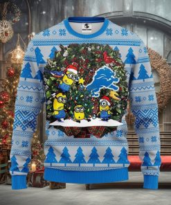 Detroit Lions Minion Christmas Ugly Sweater 3D Christmas Xmas Sweater