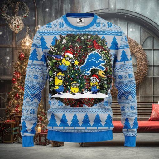 Detroit Lions Minion Christmas Ugly Sweater 3D Christmas Xmas Sweater