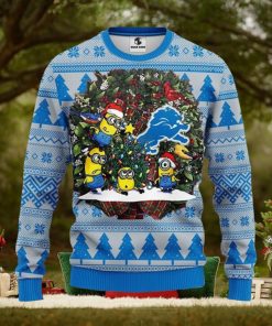 Detroit Lions Minion Christmas Ugly Sweater 3D Christmas Xmas Sweater