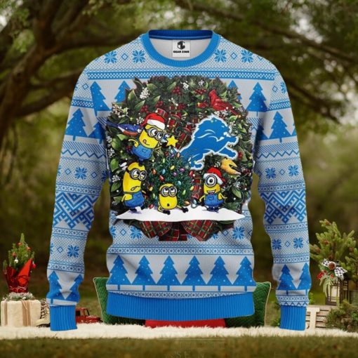 Detroit Lions Minion Christmas Ugly Sweater 3D Christmas Xmas Sweater