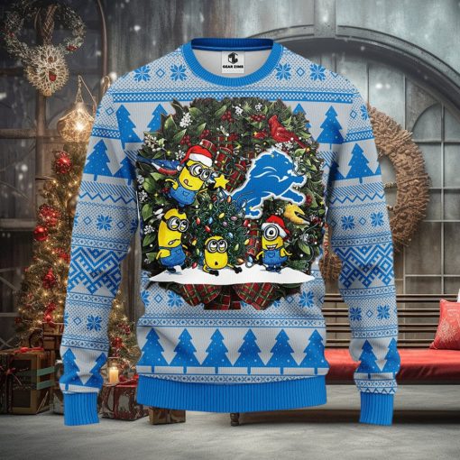 Detroit Lions Minion Christmas Ugly Sweater