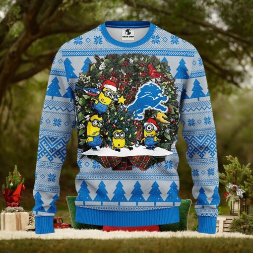 Detroit Lions Minion Christmas Ugly Sweater