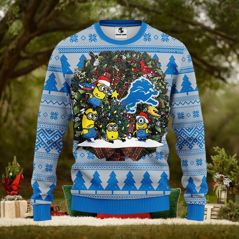 Detroit Lions Minion Christmas Ugly Sweater Detroit Lions Minion Christmas Ugly Sweater