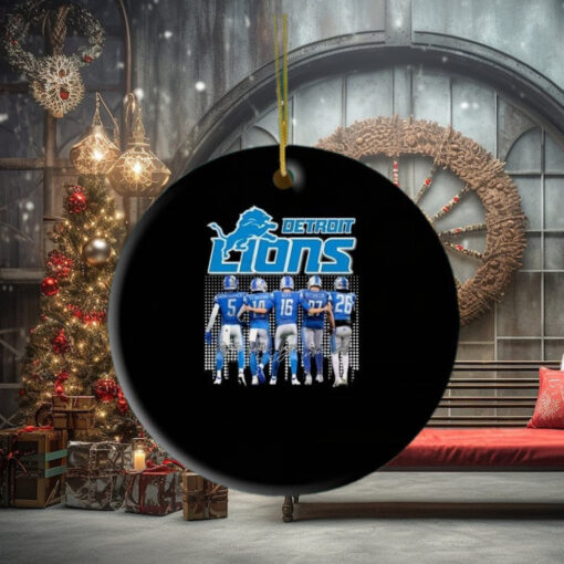 Detroit Lions Montgomery St. Brown Goff But Crimson Jahmyr Gibbs Signatures Ornament