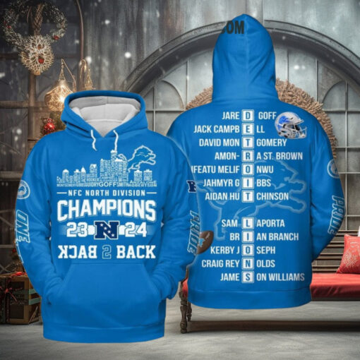 Detroit Lions NFC North Champions Back To Back 2024 Classic Hoodie T Shirt