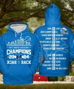 Detroit Lions NFC North Champions Back To Back 2024 Classic Hoodie T Shirt