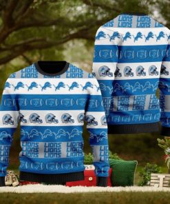 Detroit Lions NFL American Football Team Logo Helmet Symbols Ugly Christmas Sweater