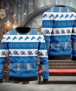 Detroit Lions NFL American Football Team Logo Helmet Symbols Ugly Christmas Sweater
