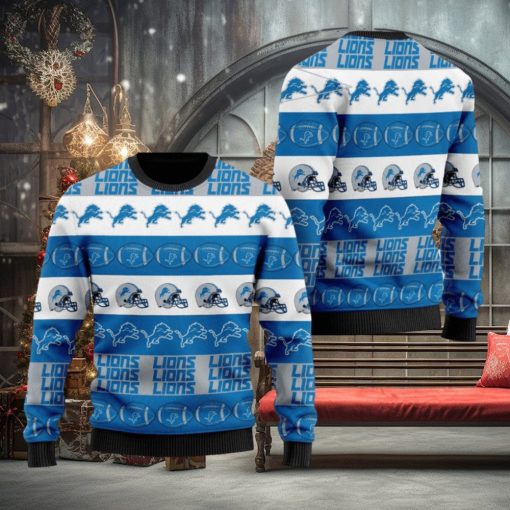 Detroit Lions NFL American Football Team Logo Helmet Symbols Ugly Christmas Sweater