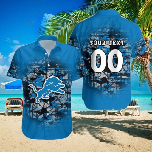 Detroit Lions NFL Camouflage Vintage Custom Name And Number Summer Gift For Fans Hawaiian Shirt
