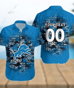 Detroit Lions NFL Camouflage Vintage Custom Name And Number Summer Gift For Fans Hawaiian Shirt