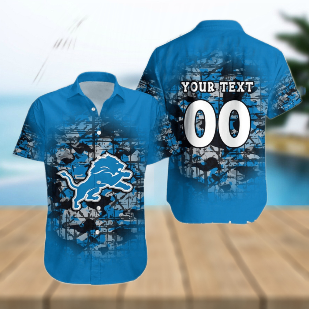 Detroit Lions NFL Camouflage Vintage Custom Name And Number Summer Gift For Fans Hawaiian Shirt Detroit Lions NFL Camouflage Vintage Custom Name And Number Summer Gift For Fans Hawaiian Shirt
