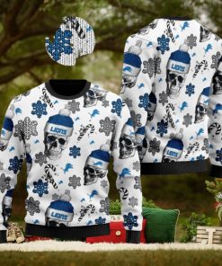 Detroit Lions NFL Football Team Santa Skulls Knitted Christmas Sweater AOP Holiday