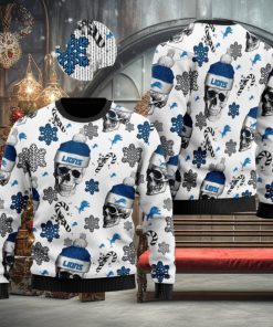 Detroit Lions NFL Football Team Santa Skulls Knitted Christmas Sweater AOP Holiday