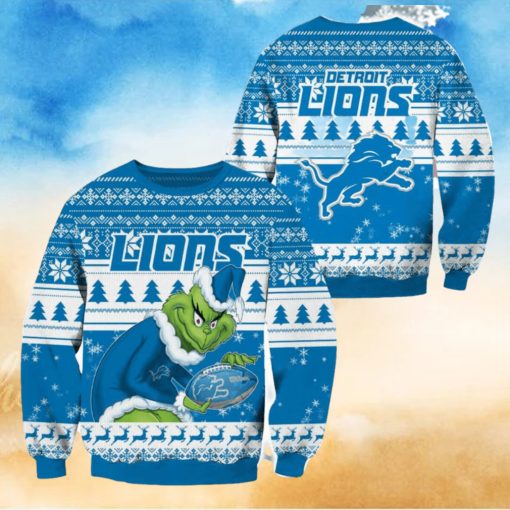 Detroit Lions NFL Grinch Christmas Ugly Sweater Fans Gift Funny For Men And Women