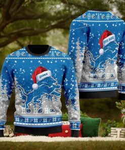 Detroit Lions NFL Santa Claus Hat New Style Personalized Knitted 3D Sweater