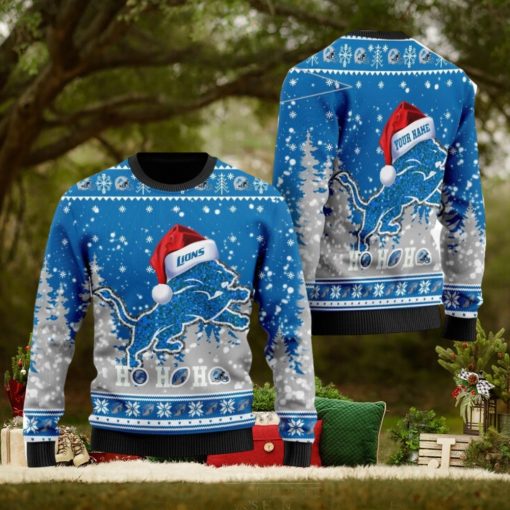 Detroit Lions NFL Santa Claus Hat New Style Personalized Knitted 3D Sweater