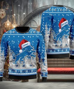 Detroit Lions NFL Santa Claus Hat New Style Personalized Knitted 3D Sweater
