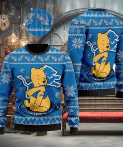Detroit Lions NFL Winnie the Pooh Knitted Christmas 3D Sweater For Fans