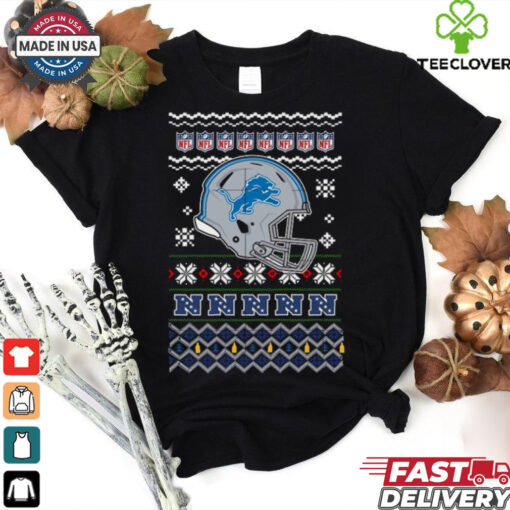 Detroit Lions NFL football Christmas helmet shirt