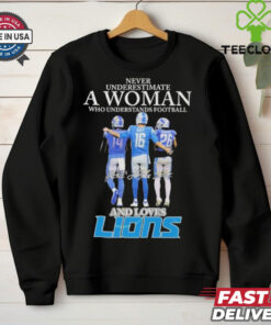 Detroit Lions Never Underestimate A Woman Who Understands Football And Love Lions Signatures T Shirts