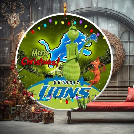 Detroit Lions Nfl Funny Grinch Christmas Ornaments