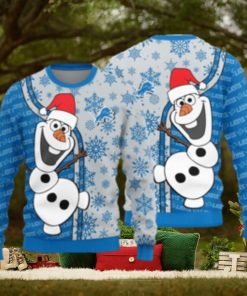 Detroit Lions Olaf Christmas Funny Knitted Ugly Christmas Sweater AOP Gift For Men And Women