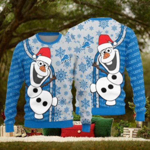 Detroit Lions Olaf Christmas Funny Knitted Ugly Christmas Sweater AOP Gift For Men And Women