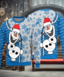 Detroit Lions Olaf Christmas Funny Knitted Ugly Christmas Sweater AOP Gift For Men And Women