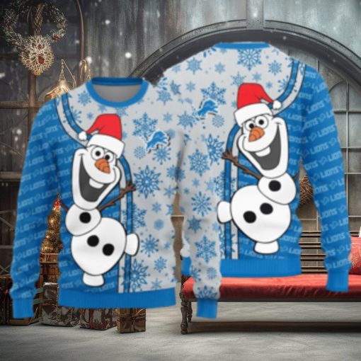 Detroit Lions Olaf Christmas Funny Knitted Ugly Christmas Sweater AOP Gift For Men And Women