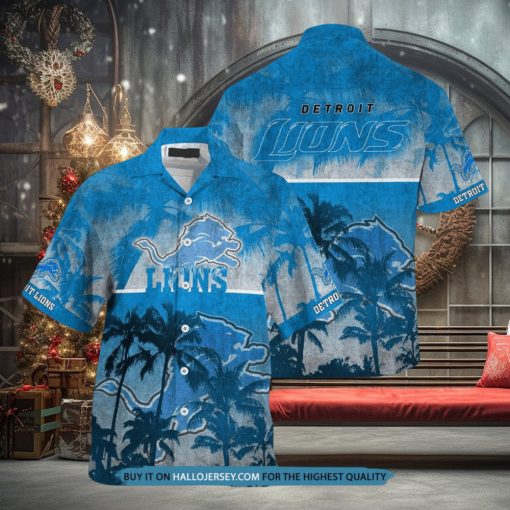 Detroit Lions Palm Hawaiian Shirt