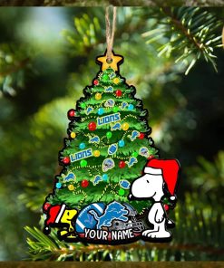 Detroit Lions Personalized Your Name Snoopy And Peanut Ornament Christmas Gifts For NFL Fans SP161023139ID03