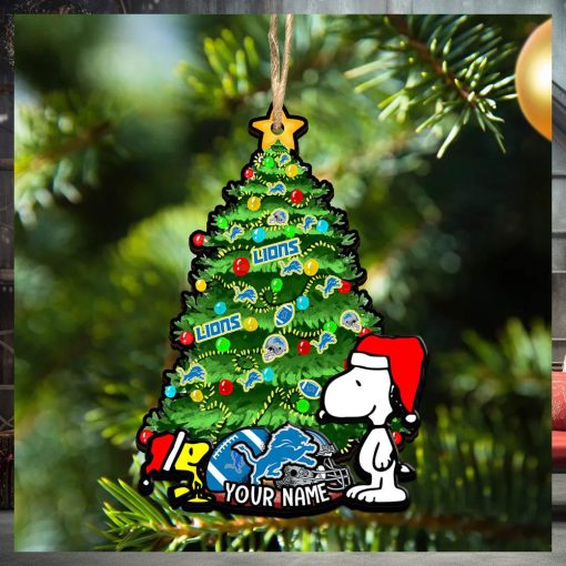 Detroit Lions Personalized Your Name Snoopy And Peanut Ornament Christmas Gifts For NFL Fans SP161023139ID03