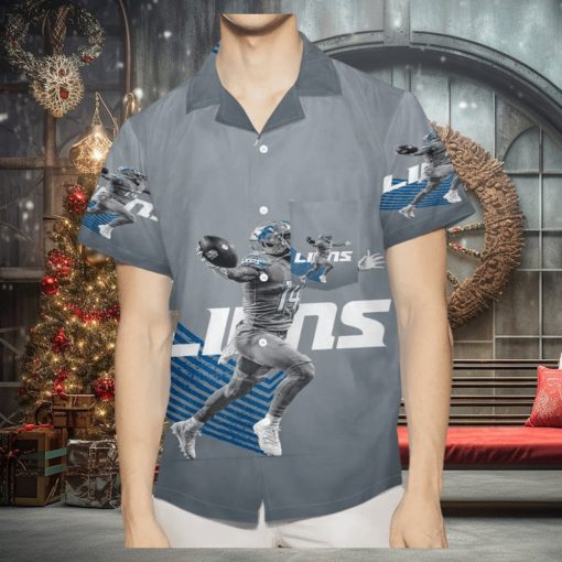 Detroit Lions Player 14 3D All Over Print Summer Beach Hawaiian Shirt with Pocket