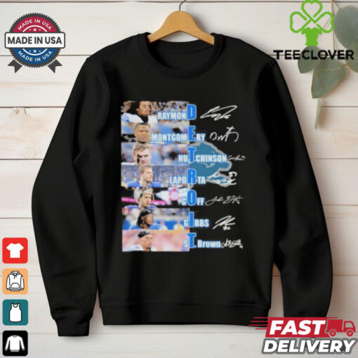 Detroit Lions Raymond Montgomery Hutchinson Laporta Goff Gibbs St Brown Signatures Shirt
