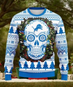 Detroit Lions Skull Flower Ugly Christmas Ugly Sweater