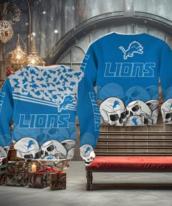 Detroit Lions Skull Hygge Halloween Ugly Sweater For Men And Women Gift Christmas