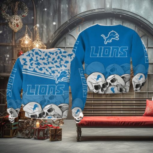Detroit Lions Skull Hygge Halloween Ugly Sweater For Men And Women Gift Christmas