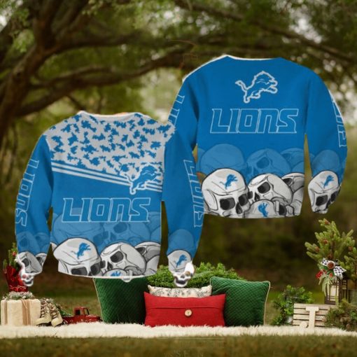 Detroit Lions Skull Hygge Halloween Ugly Sweater For Men And Women Gift Christmas