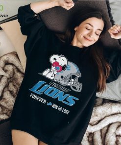 Detroit Lions Snoopy Heart Peanuts Forever Win Or Lose Classic T Shirt