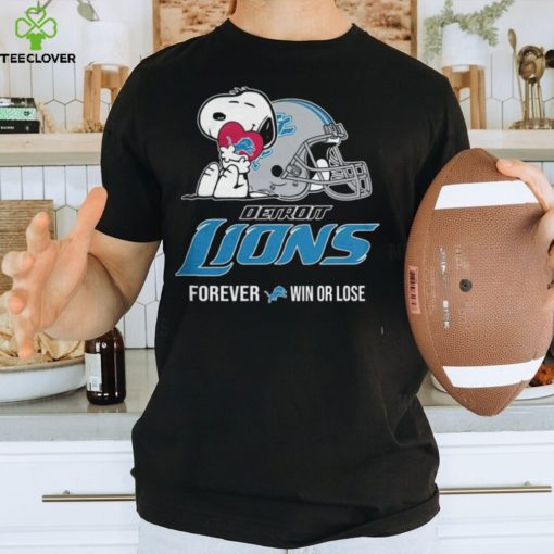 Detroit Lions Snoopy Heart Peanuts Forever Win Or Lose Classic T Shirt