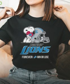 Detroit Lions Snoopy Heart Peanuts Forever Win Or Lose Classic T Shirt