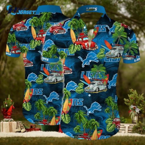 Detroit Lions Tropical Flower Short Sleeve Hawaiian Shirt