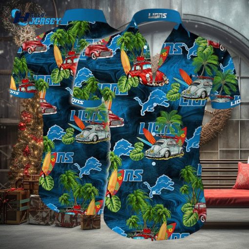 Detroit Lions Tropical Flower Short Sleeve Hawaiian Shirt