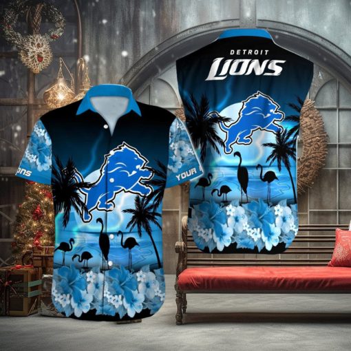 Detroit Lions Tropical Outfit Custom Name Beach Shirt Nlf Hawaiian Shirt