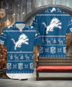Detroit Lions Ugly Sweatshirt Christmas 3D Beach Set Hawaiian Shirt